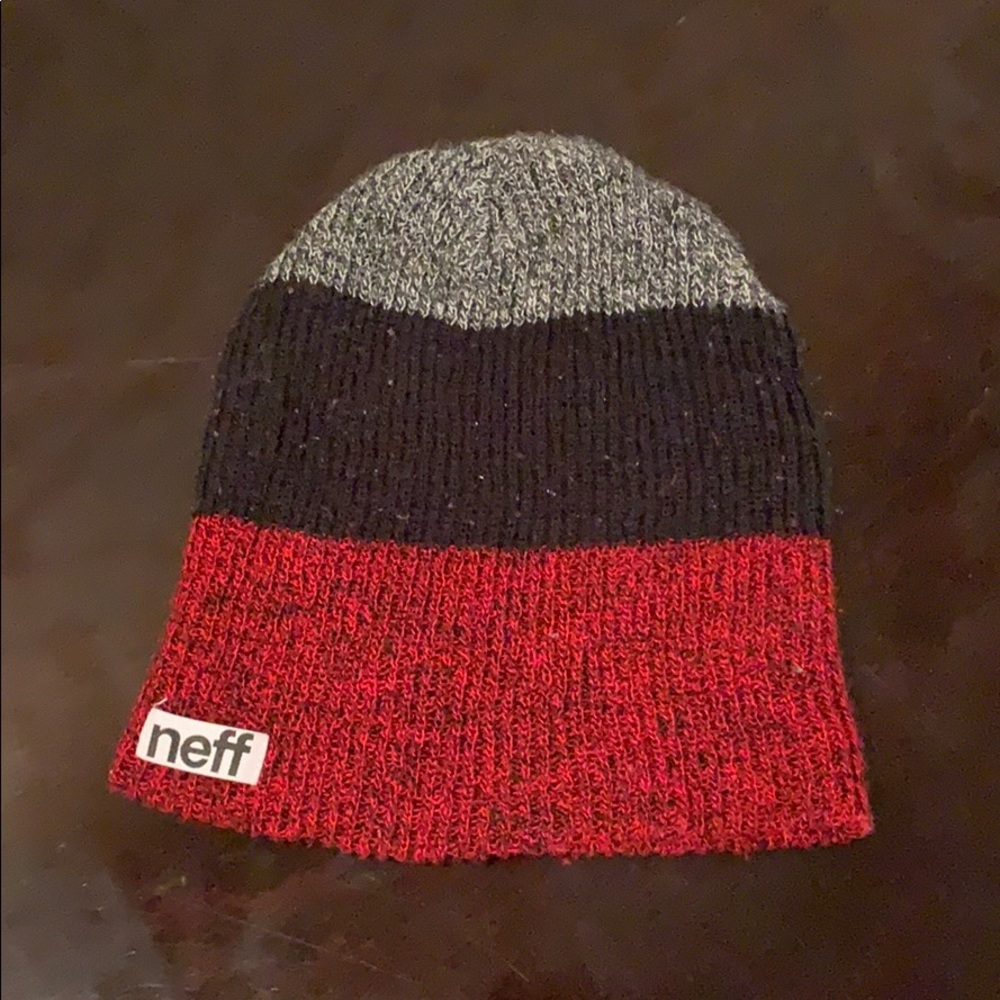 Red, Black, and White Neff Beanie